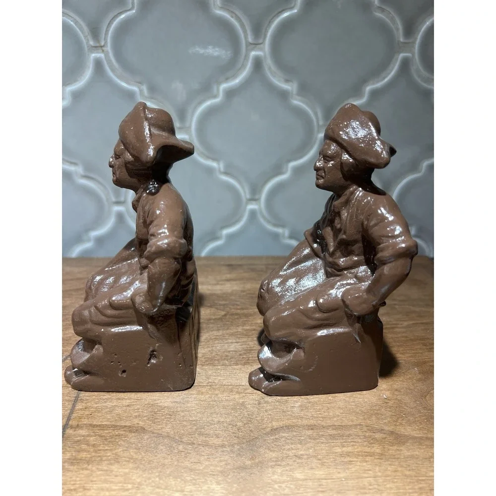 pair antique pirate Book Ends Appears To‎ Be Bronze Or Cast Iron Possibly Hubley